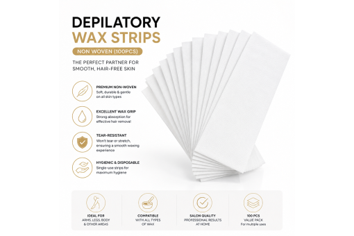 Depilatory Wax Strips, Non Woven (100Pcs)